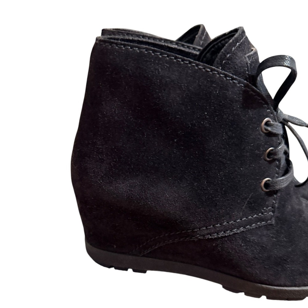 Quiet Luxury Prada Suede Wedge Ankle Boots Black Size 37.5 - Picture 6 of 10